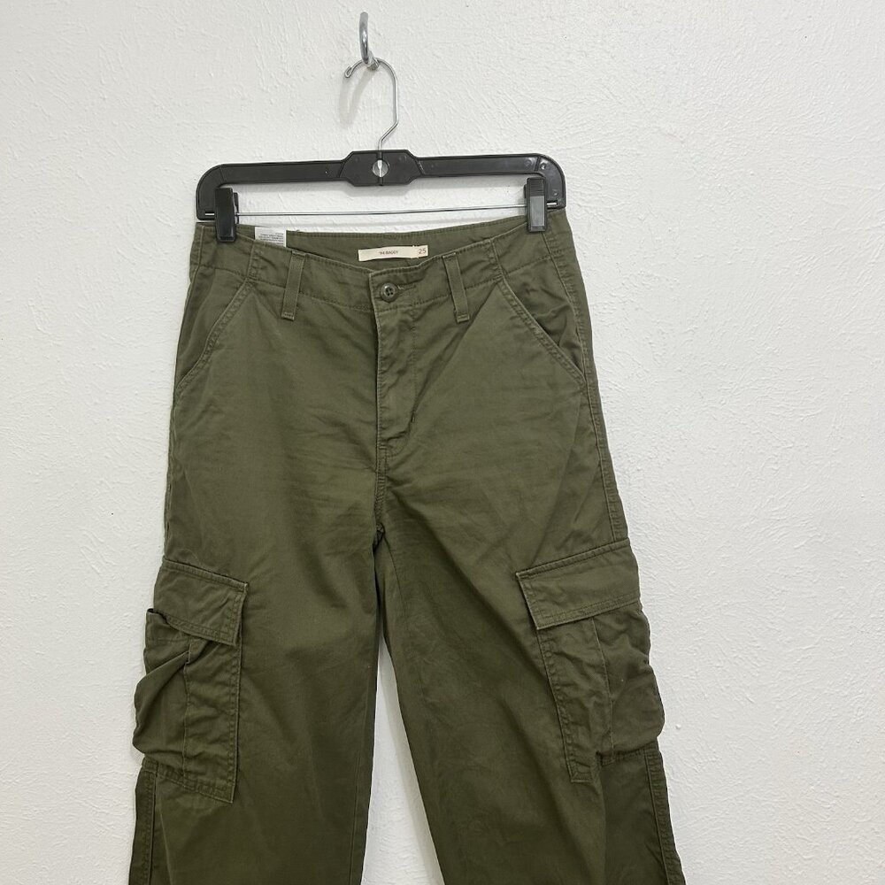 Levis Pants Sz 25 Green '94 Baggy Utility Cargo Drawstring Leg Streetwear Skater - Picture 4 of 14